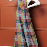Brushed Checked Pockets Pleated Wide Leg Overall