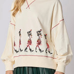 Christmas Soldier Sequined Long Sleeve Casual Sweatshirt