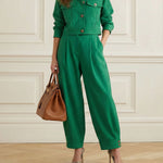 High Waisted Wide Leg Pleated Split-Joint Pants Trousers
