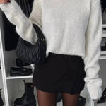 Bow Slit Back Round Neck Sweater