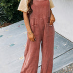 Casual Daily Solid Pocket Fold Square Collar Loose Jumpsuits(3 Colors)