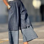 Loose Wide Leg Elasticity Jean Pants Bottoms Trousers
