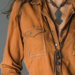 Vintage Caramel Soft Cotton Utility Pocket Shirt