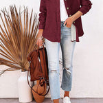 Lugogne Relaxed Lapel Oversized Long Sleeve Shirt