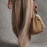 Lightweight Boho Embroidered Striped Chiffon Sleeveless Jumpsuit