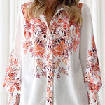 Temperament V-neck long-sleeved single-breasted shirt