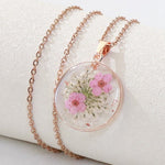 Real Dried Forget-Me-Not Flower Pendant Necklace