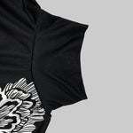 Batwing Sleeves Loose Asymmetric Floral Printed Split-Joint High Neck T-Shirts