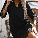 A-Line Loose Hollow Solid Color V-Neck Mini Dresses