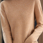 Office Long Sleeves Solid Color High-Neck Sweater Tops Pullovers