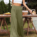 women's casual wide leg cotton and linen high waist trousers