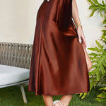 High Waist Glossy Satin Slit Skirt