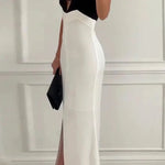 Elegant Contrast Split Strap Dress