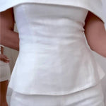 White Cotton and Linen Two-piece Suit