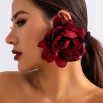 Solid Color Three-Dimensional Flower Drop Earrings