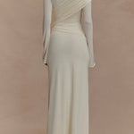 Elegant Off Shoulder Long Sleeves Ruched Maxi Dress