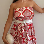 Strapless Tube Marine Life Print Maxi Dress