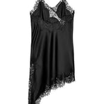 Margovil Spaghetti Strap Lace V Neck Irregular Hem Mini Dress