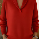 Elegant 80s Shawl Collar Solid Color Pullover Sweater Top
