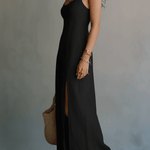 Quiet Allure Effortless Noir Flow Maxi Dress