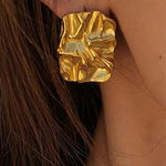 Margovil Textured Gold Rectangle Stud Earrings