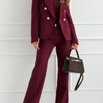 Notch Collar Double Breasted Tailored Blazer