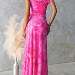 Asymmetric Shoulder Ruched Waist Floral Print Maxi Dress