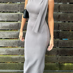 Margovil Elegant Sleeveless Tie Shoulder Bodycon Maxi Dress