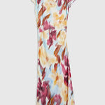 Cowl Neck Short Sleeves Tie Dye Maxi Dress