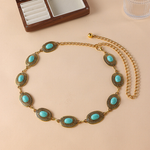 Margovil Turquoise Decorative Adjustable Metal Chain Belt