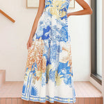 Margovil Pocketed Side Slit Printed Maxi Cami Dress