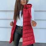 RAIN��� - Casual Sleeveless Hood Long Puffer Vest