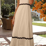 Margovil Spaghetti Strap Ric Rac Trim Swing Maxi Dress