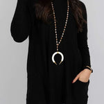 Winter Melodies Knit Crew Neck Front Pockets Oversized Sweater