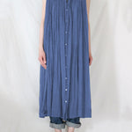 Loose Sleeveless Pleated See-Through Round-Neck Midi Dresses