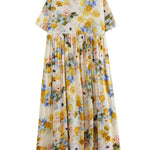 A-Line Loose Floral Printed Round-Neck Midi Dresses