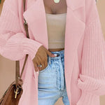 Women's Suit Collar Knitted Patchwork Woolen Jacket