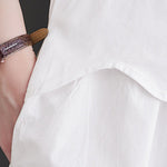 Loose Short Sleeves Elasticity Pleated Split-Joint Lapel Midi Dresses