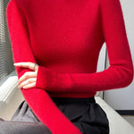 Casual Skinny Long Sleeves Solid Color Half Turtleneck Sweater Tops