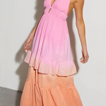 Living for Beach Days Linen Blend Gradient Pocketed Halter Maxi Dress