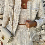 Tassel raw edge temperament and high-end metal button jacket