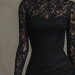 Elegant Party Black Stretch Lace Fishtail Maxi Dress