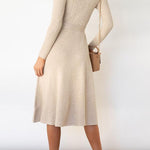 Bubble Long-sleeved Knitted Mid-length Dress