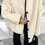 Sherpa Patchwork Round Neck Warm Loose Jacket