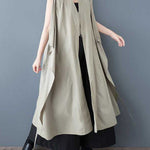 A-Line Loose Pockets Solid Color Tied Zipper V-Neck Midi Dresses Shirt Dress