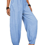 Casual Plain Loose Cotton Harem Pants