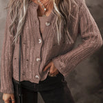 Goat Cut Out Textured Knit Button Front Cardigan