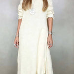 Retro knitted slit two-piece long skirt