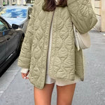 Stand-collar single-breasted mid-length loose cotton coat