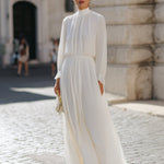 Graceful Pleated High-Neck Maxi Dress